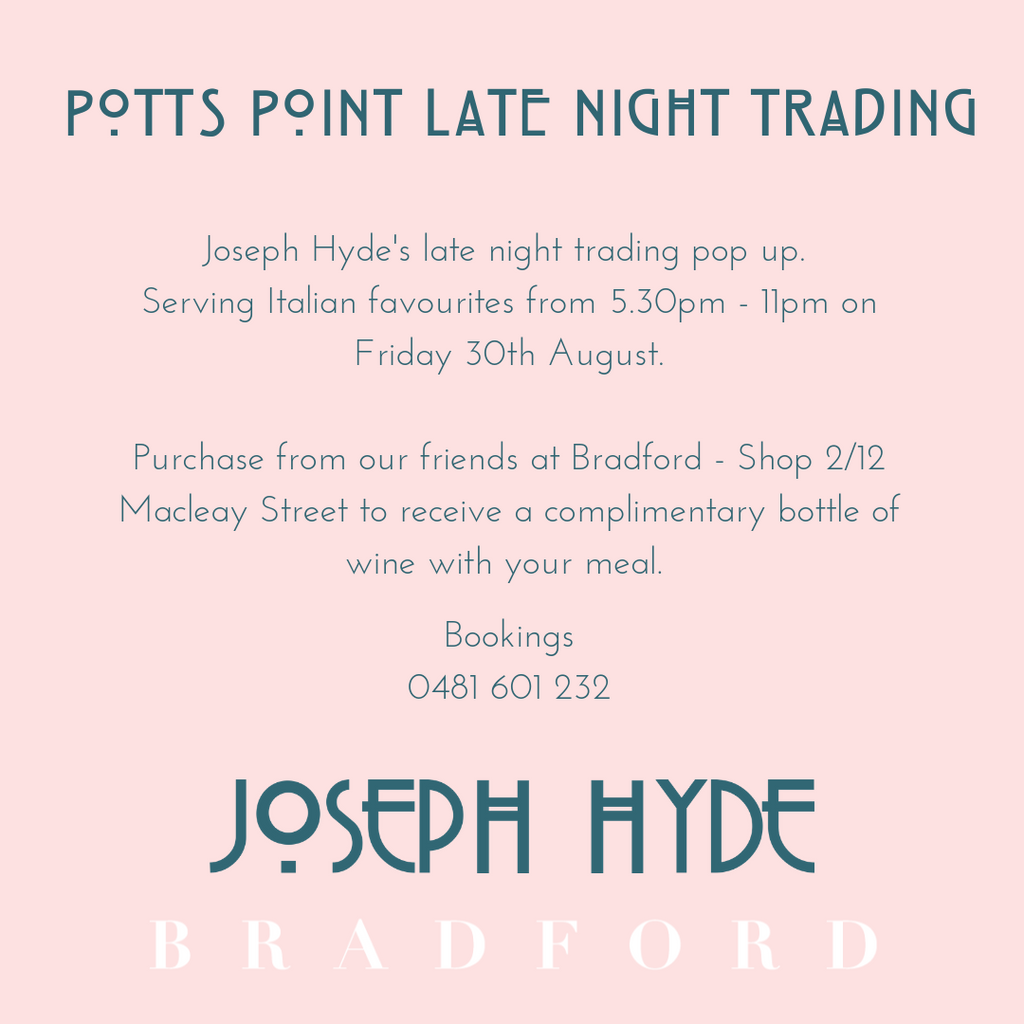 Friday 30th August | Joseph Hyde x Bradford Pop-Up Dinner